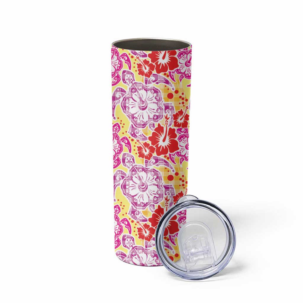 Palaka with Honu and Hibiscus Skinny Tumbler Hawaiian Heritage Spirit LT9 - Polynesian Pride
