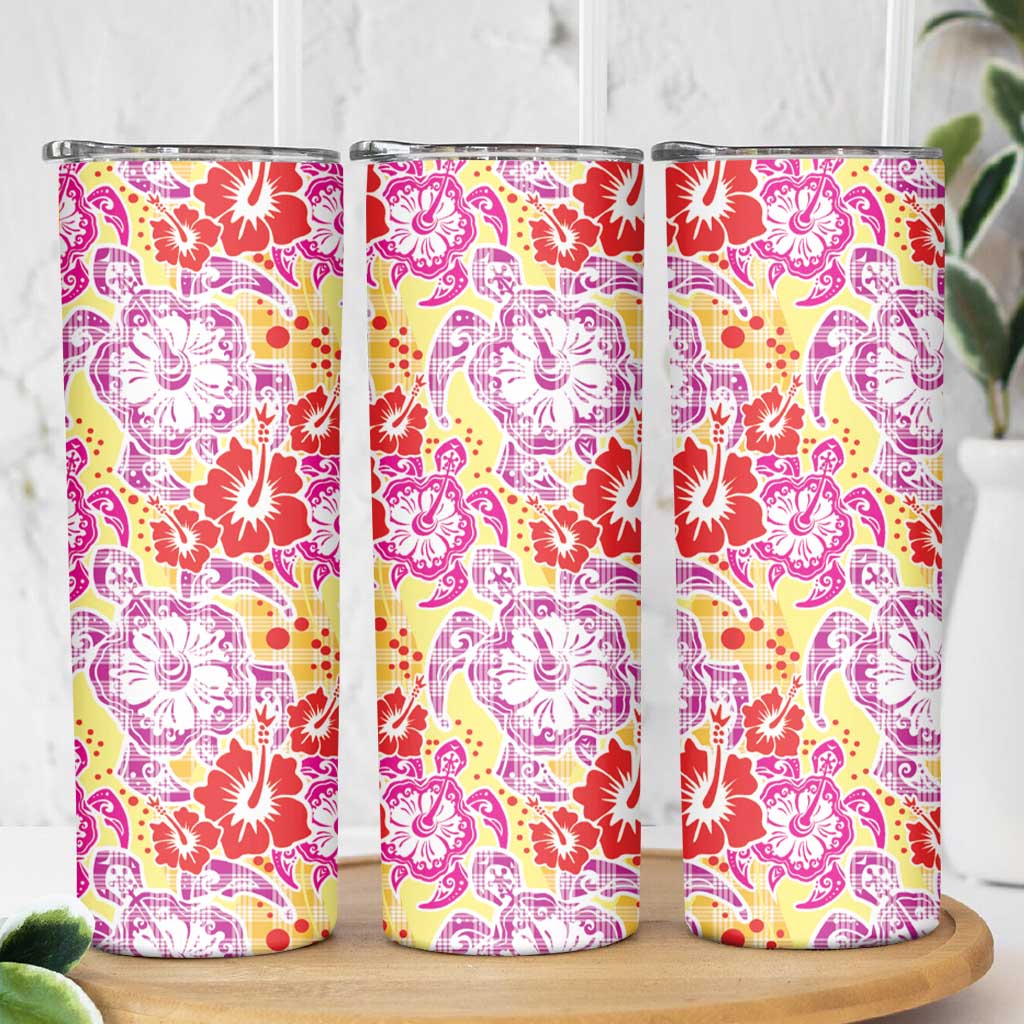Palaka with Honu and Hibiscus Skinny Tumbler Hawaiian Heritage Spirit LT9 - Polynesian Pride
