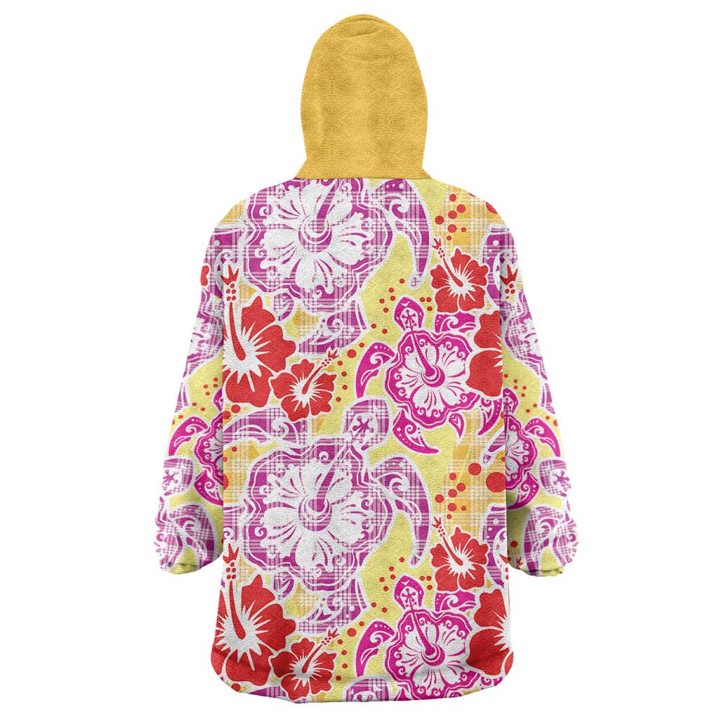 Palaka with Honu and Hibiscus Wearable Blanket Hoodie Hawaiian Heritage Spirit LT9 - Polynesian Pride