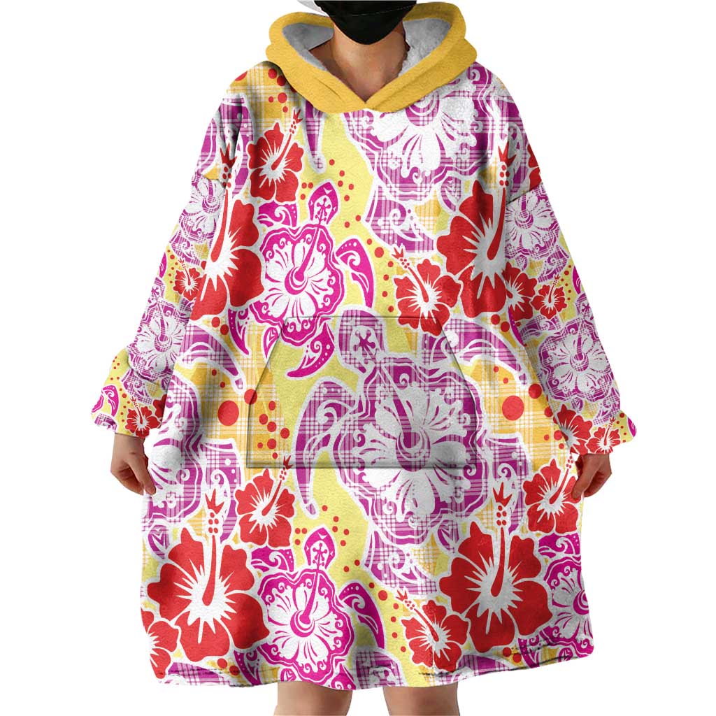 Palaka with Honu and Hibiscus Wearable Blanket Hoodie Hawaiian Heritage Spirit LT9 - Polynesian Pride