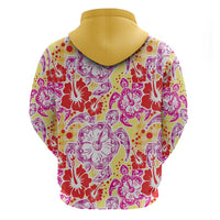 Palaka with Honu and Hibiscus Zip Hoodie Hawaiian Heritage Spirit - Polynesian Pride