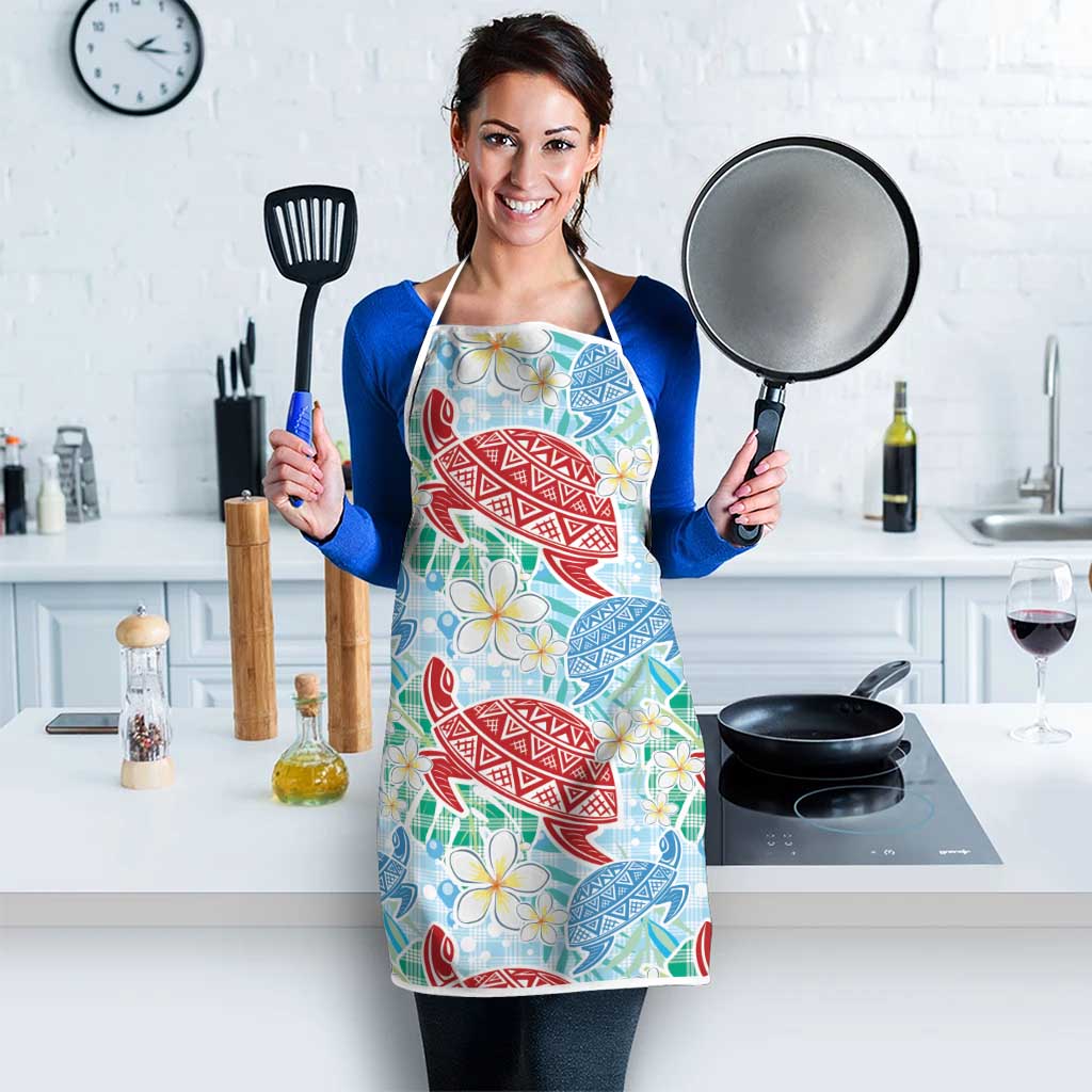Palaka with Honu and Plumeria Apron Hawaiian Heritage Spirit - Polynesian Pride
