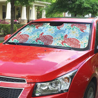 Palaka with Honu and Plumeria Auto Sun Shade Hawaiian Heritage Spirit - Polynesian Pride