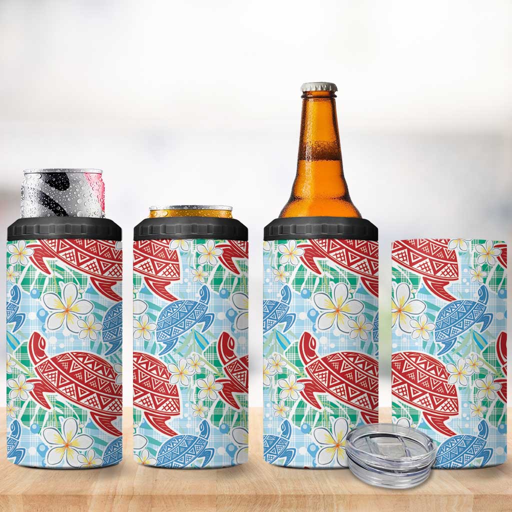Palaka with Honu and Plumeria 4 in 1 Can Cooler Tumbler Hawaiian Heritage Spirit LT9 - Polynesian Pride