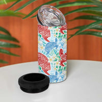 Palaka with Honu and Plumeria 4 in 1 Can Cooler Tumbler Hawaiian Heritage Spirit LT9 - Polynesian Pride