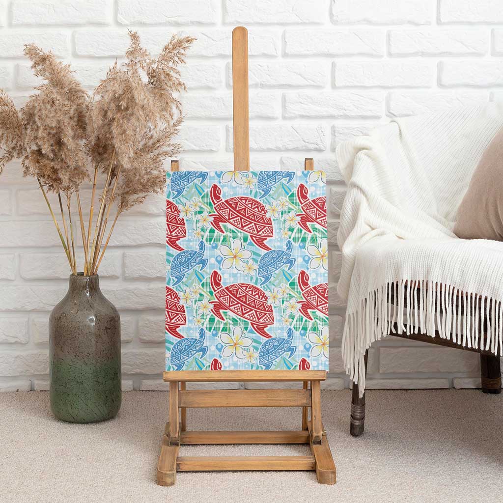 Palaka with Honu and Plumeria Canvas Wall Art Hawaiian Heritage Spirit - Polynesian Pride