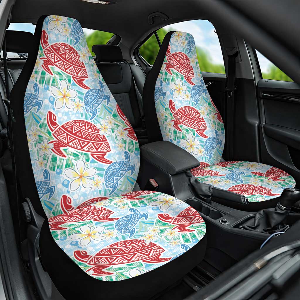 Palaka with Honu and Plumeria Car Seat Cover Hawaiian Heritage Spirit LT9 One Size Blue - Polynesian Pride