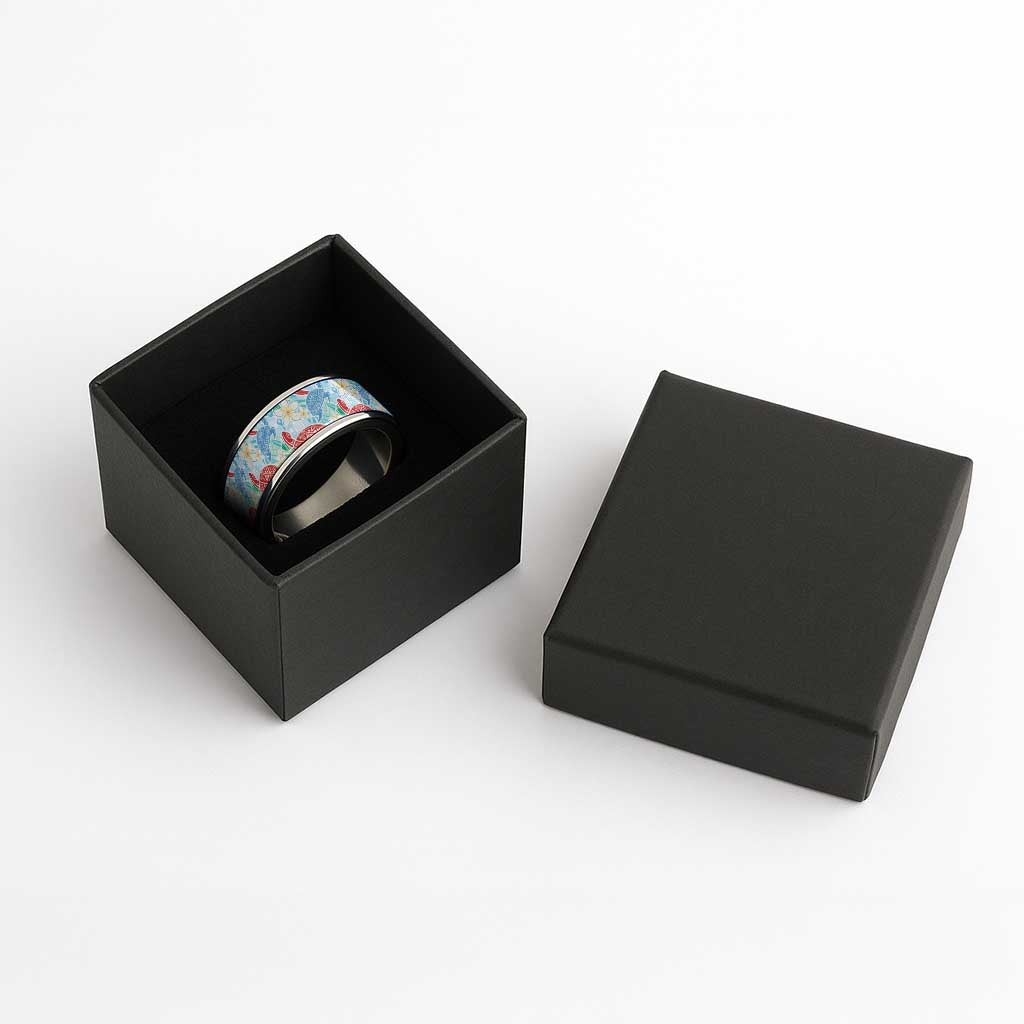 Palaka with Honu and Plumeria Classic Ring Hawaiian Heritage Spirit - Polynesian Pride