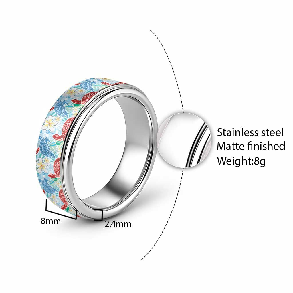 Palaka with Honu and Plumeria Classic Ring Hawaiian Heritage Spirit - Polynesian Pride