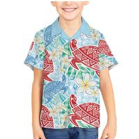 Palaka with Honu and Plumeria Family Matching Mermaid Dress and Hawaiian Shirt Hawaiian Heritage Spirit LT9 Son's Shirt Blue - Polynesian Pride