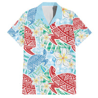 Palaka with Honu and Plumeria Family Matching Off The Shoulder Long Sleeve Dress and Hawaiian Shirt Hawaiian Heritage Spirit LT9 Dad's Shirt - Short Sleeve Blue - Polynesian Pride