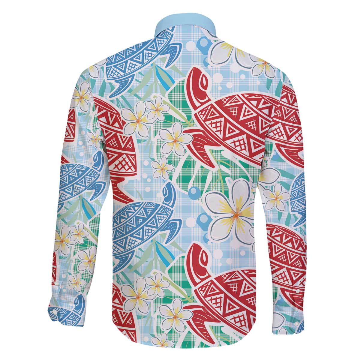 Palaka with Honu and Plumeria Family Matching Off The Shoulder Long Sleeve Dress and Hawaiian Shirt Hawaiian Heritage Spirit LT9 - Polynesian Pride