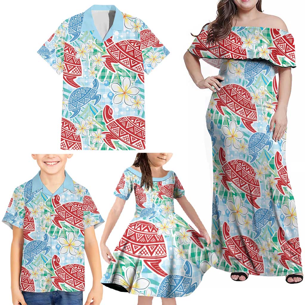 Palaka with Honu and Plumeria Family Matching Off Shoulder Maxi Dress and Hawaiian Shirt Hawaiian Heritage Spirit LT9 - Polynesian Pride