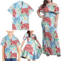 Palaka with Honu and Plumeria Family Matching Off Shoulder Maxi Dress and Hawaiian Shirt Hawaiian Heritage Spirit LT9 - Polynesian Pride