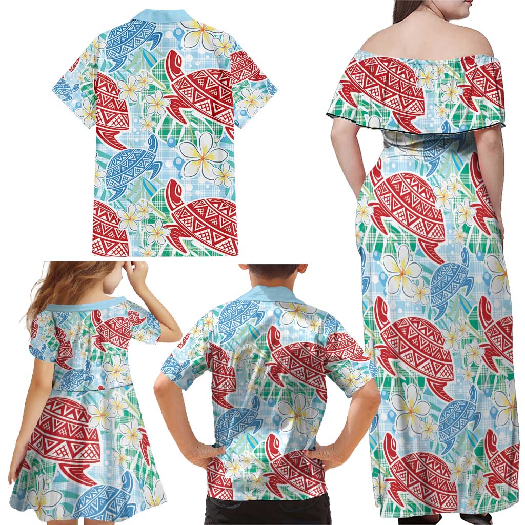 Palaka with Honu and Plumeria Family Matching Off Shoulder Maxi Dress and Hawaiian Shirt Hawaiian Heritage Spirit LT9 - Polynesian Pride