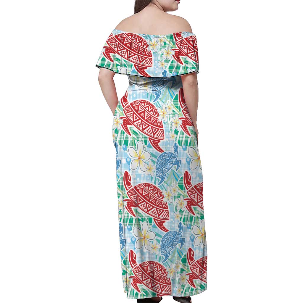 Palaka with Honu and Plumeria Family Matching Off Shoulder Maxi Dress and Hawaiian Shirt Hawaiian Heritage Spirit LT9 - Polynesian Pride