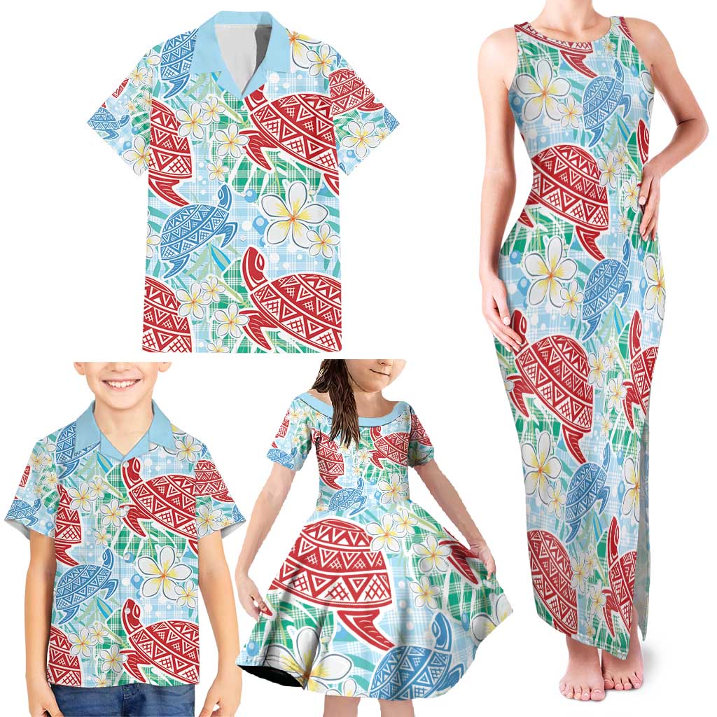 Palaka with Honu and Plumeria Family Matching Tank Maxi Dress and Hawaiian Shirt Hawaiian Heritage Spirit LT9 - Polynesian Pride