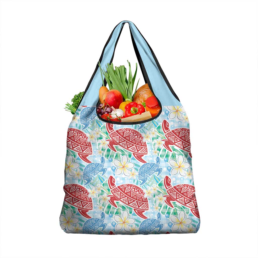 Palaka with Honu and Plumeria Grocery Bag Hawaiian Heritage Spirit - Polynesian Pride