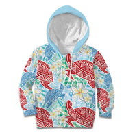 Palaka with Honu and Plumeria Kid Hoodie Hawaiian Heritage Spirit LT9 Hoodie Blue - Polynesian Pride