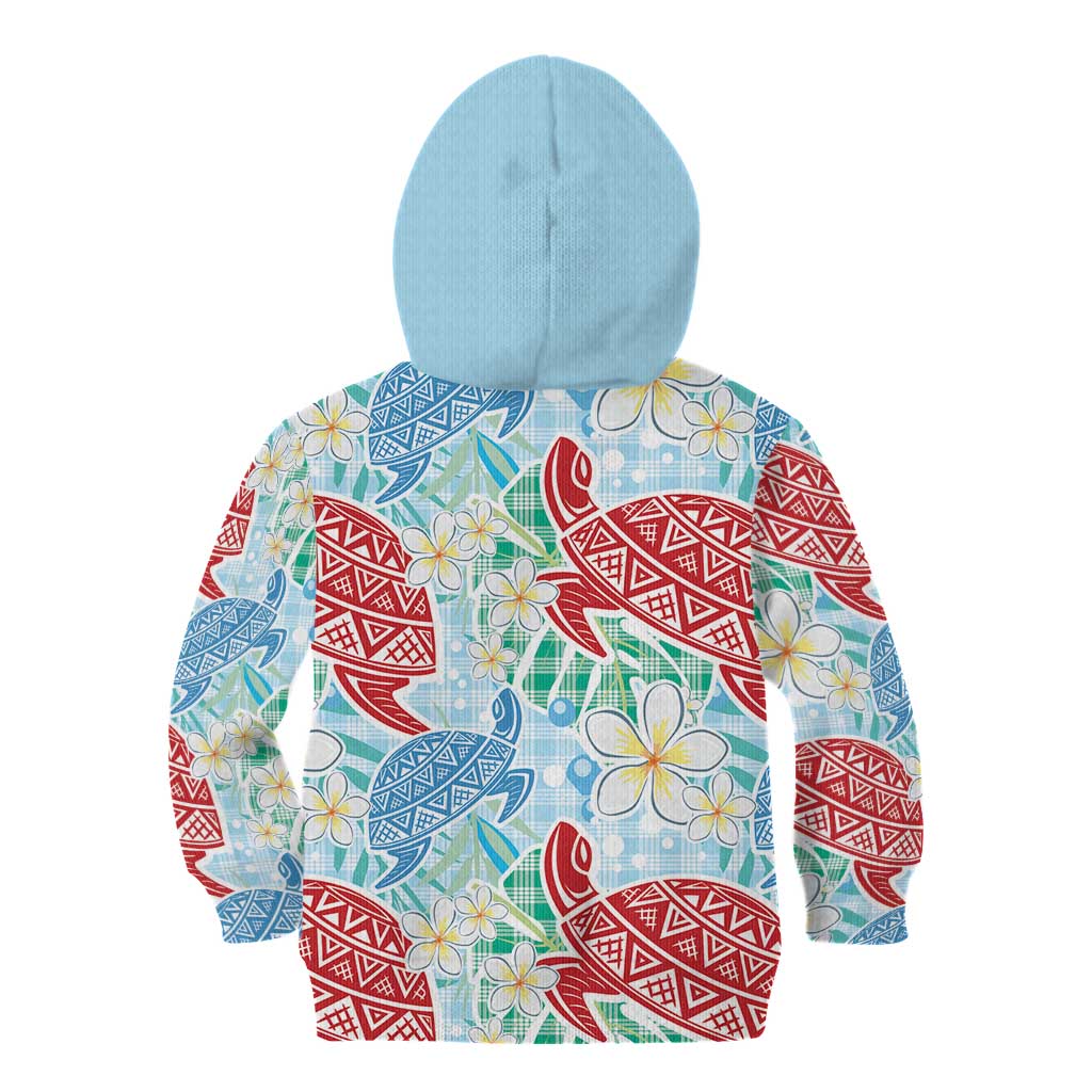 Palaka with Honu and Plumeria Kid Hoodie Hawaiian Heritage Spirit LT9 - Polynesian Pride