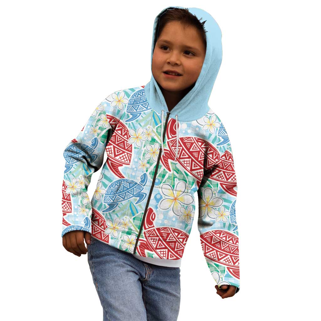 Palaka with Honu and Plumeria Kid Hoodie Hawaiian Heritage Spirit LT9 - Polynesian Pride