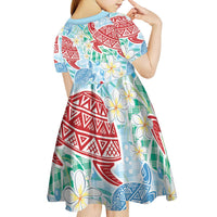 Palaka with Honu and Plumeria Kid Short Sleeve Dress Hawaiian Heritage Spirit LT9 - Polynesian Pride