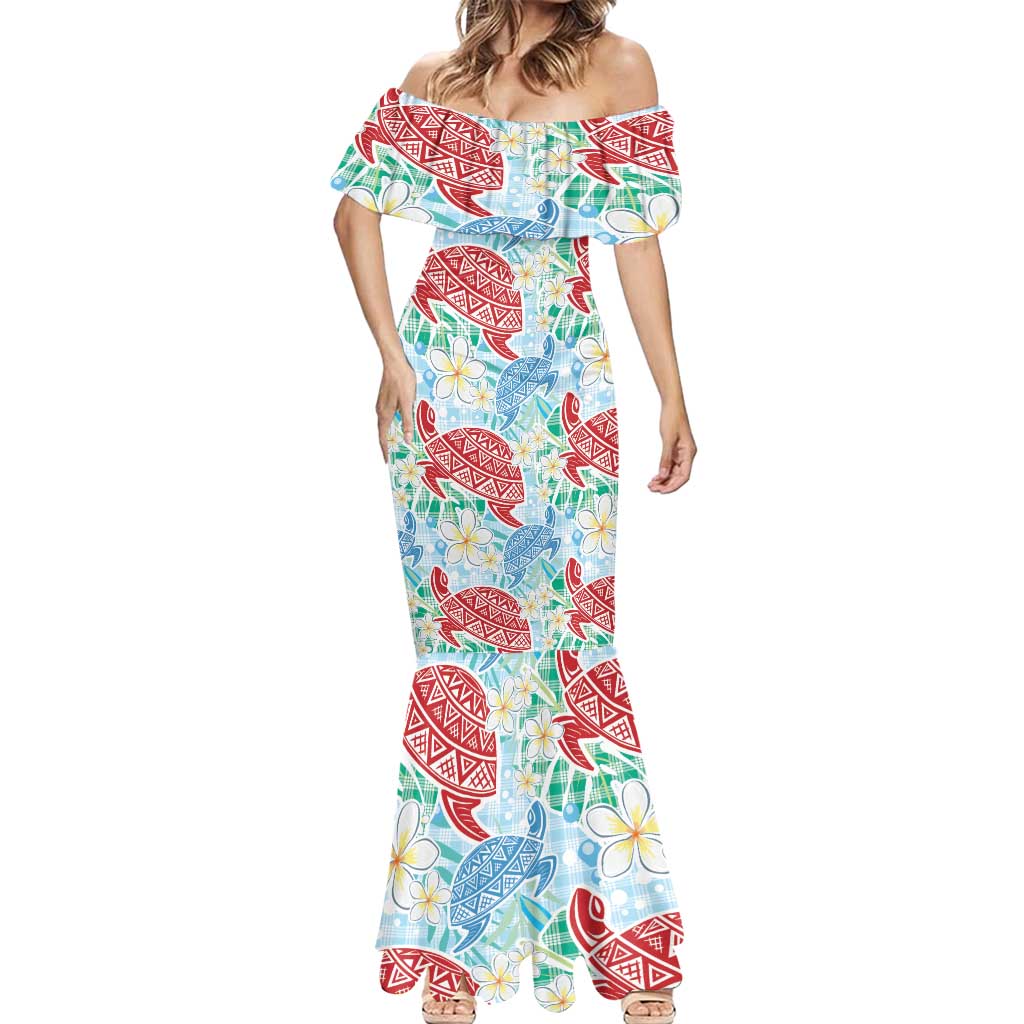Palaka with Honu and Plumeria Mermaid Dress Hawaiian Heritage Spirit LT9 - Polynesian Pride