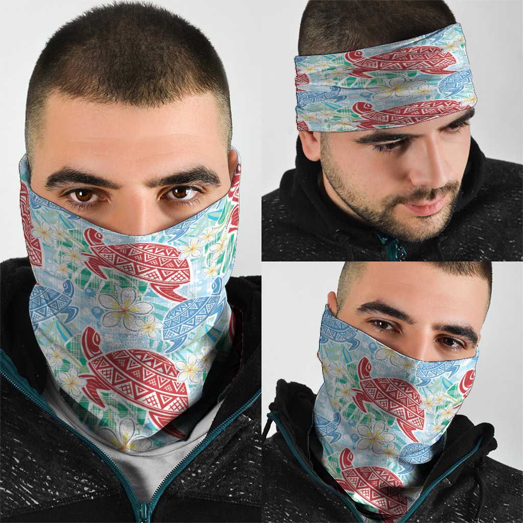 Palaka with Honu and Plumeria Neck Gaiter Hawaiian Heritage Spirit - Polynesian Pride
