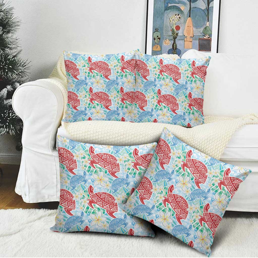 Palaka with Honu and Plumeria Pillow Cover Hawaiian Heritage Spirit - Polynesian Pride