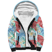 Palaka with Honu and Plumeria Sherpa Hoodie Hawaiian Heritage Spirit LT9 Unisex Blue - Polynesian Pride