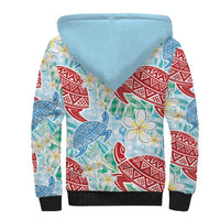 Palaka with Honu and Plumeria Sherpa Hoodie Hawaiian Heritage Spirit LT9 - Polynesian Pride