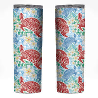 Palaka with Honu and Plumeria Skinny Tumbler Hawaiian Heritage Spirit LT9 Blue - Polynesian Pride