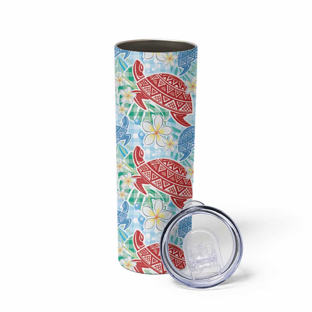 Palaka with Honu and Plumeria Skinny Tumbler Hawaiian Heritage Spirit LT9 - Polynesian Pride