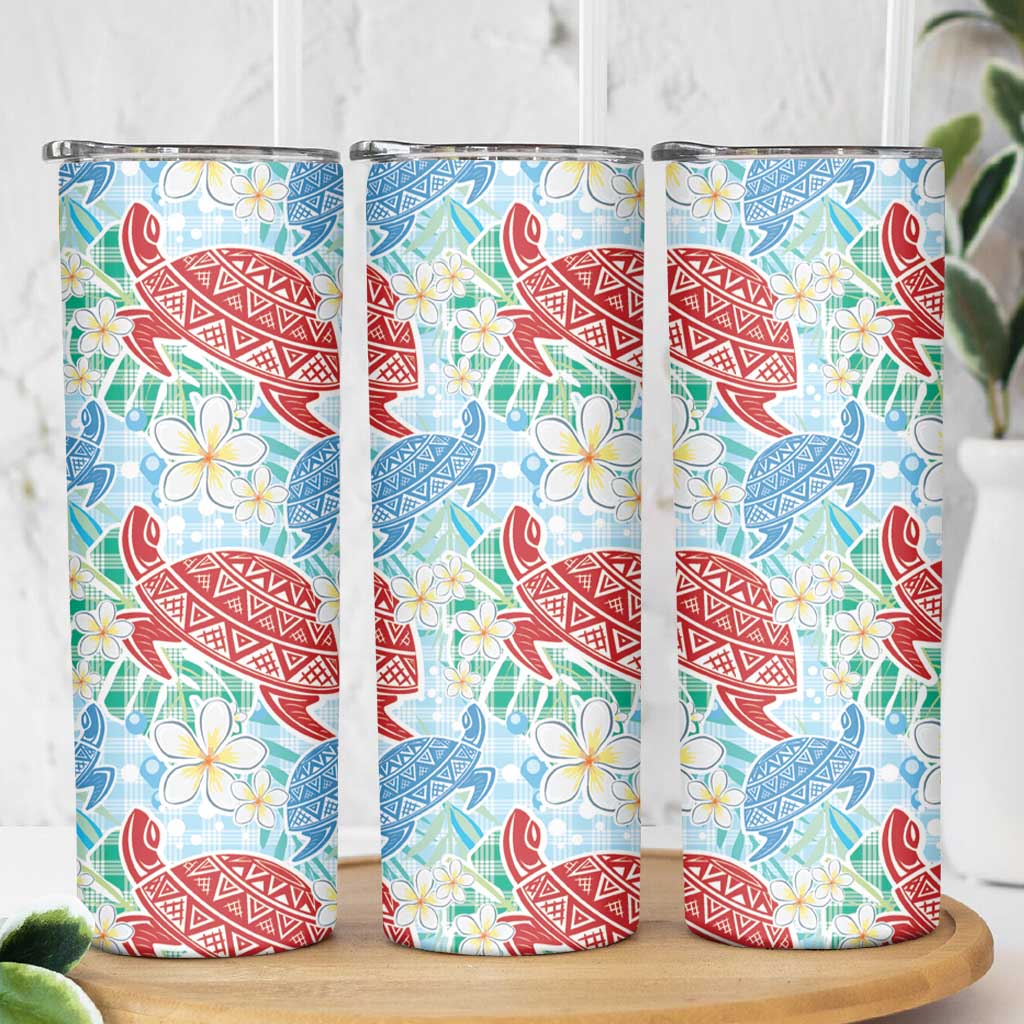 Palaka with Honu and Plumeria Skinny Tumbler Hawaiian Heritage Spirit LT9 - Polynesian Pride