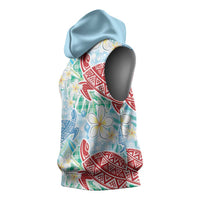 Palaka with Honu and Plumeria Sleeveless Hoodie Hawaiian Heritage Spirit LT9 - Polynesian Pride