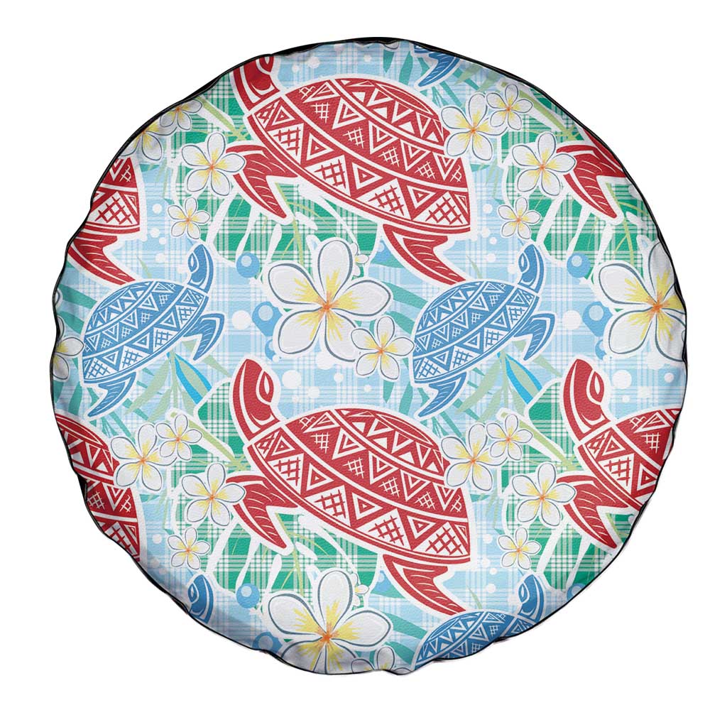 Palaka with Honu and Plumeria Spare Tire Cover Hawaiian Heritage Spirit LT9 - Polynesian Pride