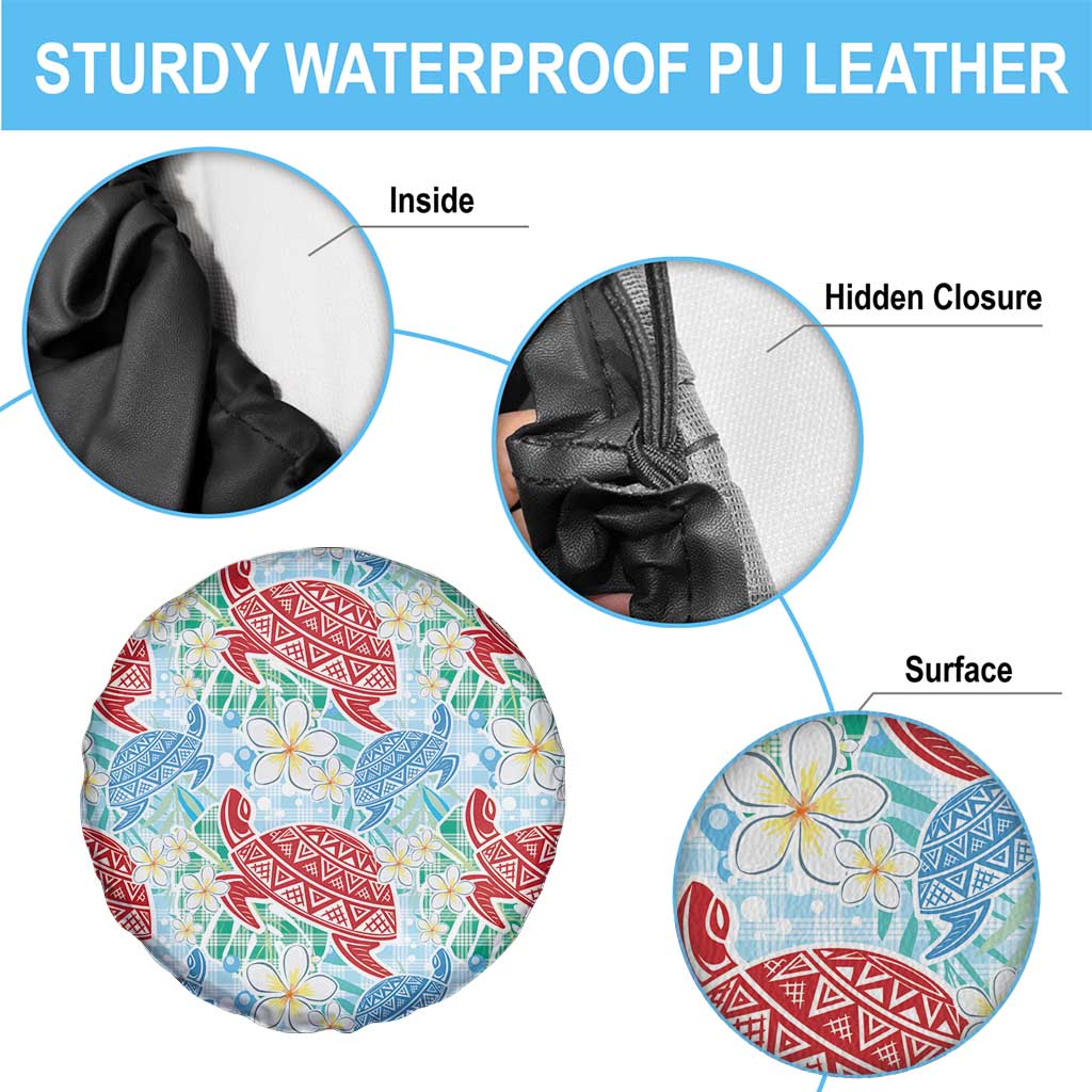Palaka with Honu and Plumeria Spare Tire Cover Hawaiian Heritage Spirit LT9 - Polynesian Pride