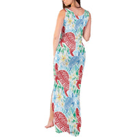 Palaka with Honu and Plumeria Tank Maxi Dress Hawaiian Heritage Spirit LT9 - Polynesian Pride