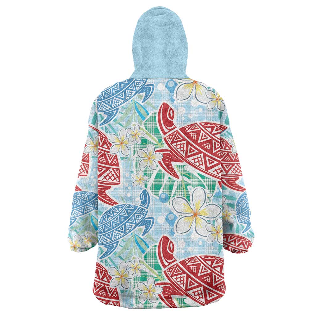 Palaka with Honu and Plumeria Wearable Blanket Hoodie Hawaiian Heritage Spirit LT9 - Polynesian Pride