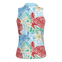 Palaka with Honu and Plumeria Women Sleeveless Polo Shirt Hawaiian Heritage Spirit LT9 - Polynesian Pride