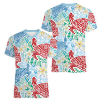 Palaka with Honu and Plumeria Women V-Neck T-Shirt Hawaiian Heritage Spirit LT9 - Polynesian Pride