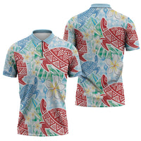 Palaka with Honu and Plumeria Zipper Polo Shirt Hawaiian Heritage Spirit LT9 - Polynesian Pride