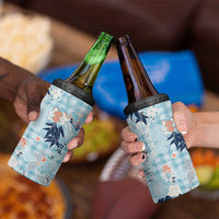 Blue Palaka Crane and Flowers 4 in 1 Can Cooler Tumbler Japan Heritage Spirit LT9 - Polynesian Pride