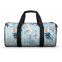 Blue Palaka Crane and Flowers Duffle Bag Japan Heritage Spirit LT9 One size Blue - Polynesian Pride