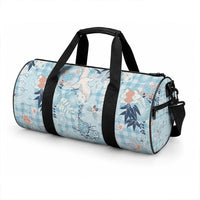 Blue Palaka Crane and Flowers Duffle Bag Japan Heritage Spirit LT9 - Polynesian Pride