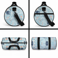 Blue Palaka Crane and Flowers Duffle Bag Japan Heritage Spirit LT9 - Polynesian Pride