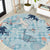 Blue Palaka Crane and Flowers Round Carpet Japan Heritage Spirit - Polynesian Pride