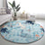 Blue Palaka Crane and Flowers Round Carpet Japan Heritage Spirit - Polynesian Pride