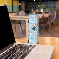 Blue Palaka Crane and Flowers Skinny Tumbler Japan Heritage Spirit LT9 - Polynesian Pride
