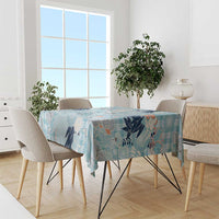 Blue Palaka Crane and Flowers Tablecloth Japan Heritage Spirit - Polynesian Pride